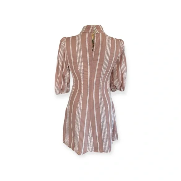 House of Harlow 1960 Striped Mini Dress in Tan and White - Picture 4 of 12